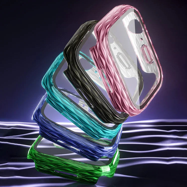 Capa Protetora Híbrida 2 em 1 com Vidro Temperado PC, Para Apple Watch Series 6 / 5 / 4 / SE 44mm, Para Apple Watch Series 6 / 5 / 4 / SE 40mm, Para Apple Watch Series 9 / 8 / 7 45mm, Para Apple Watch Series 9 / 8 / 7 41mm