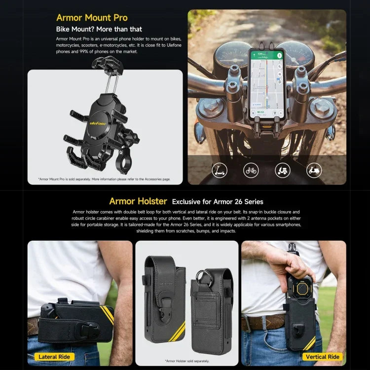 Ulefone Armor 26 Ultra Telefone Rugged, 6,78 polegadas Android 13 MediaTek Dimensity 8020 Octa Core, Rede: 5G, NFC, 12GB+512GB