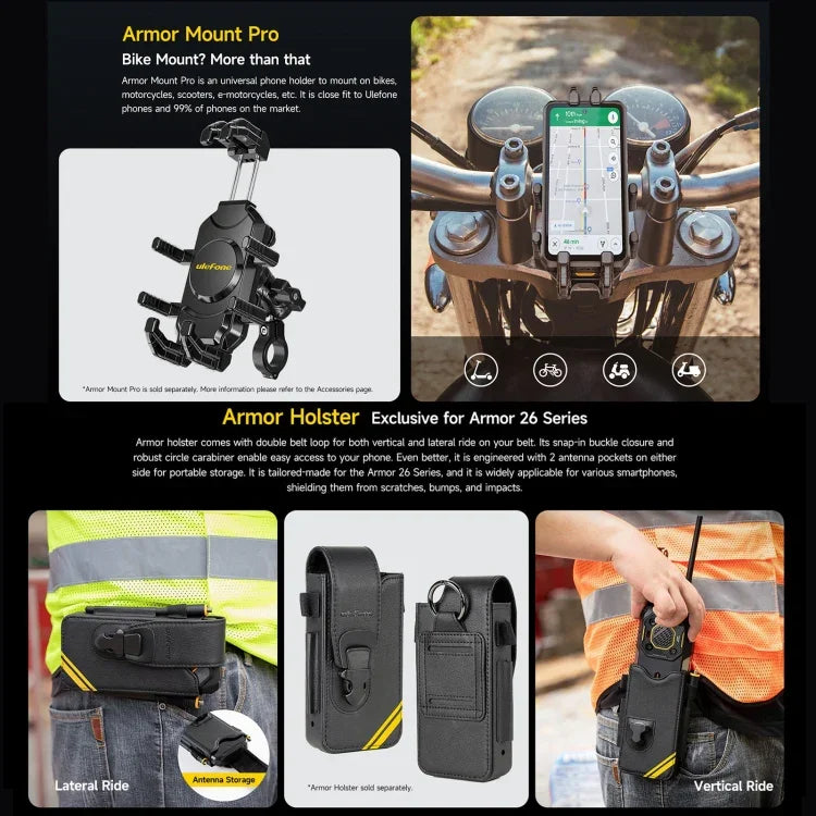 Ulefone Armor 26 Ultra Versão Walkie-Talkie Telefone Rugged, 6,78 polegadas Android 13 MediaTek Dimensity 8020 Octa Core, Rede: 5G, NFC, 12GB+512GB Versão Walkie-Talkie