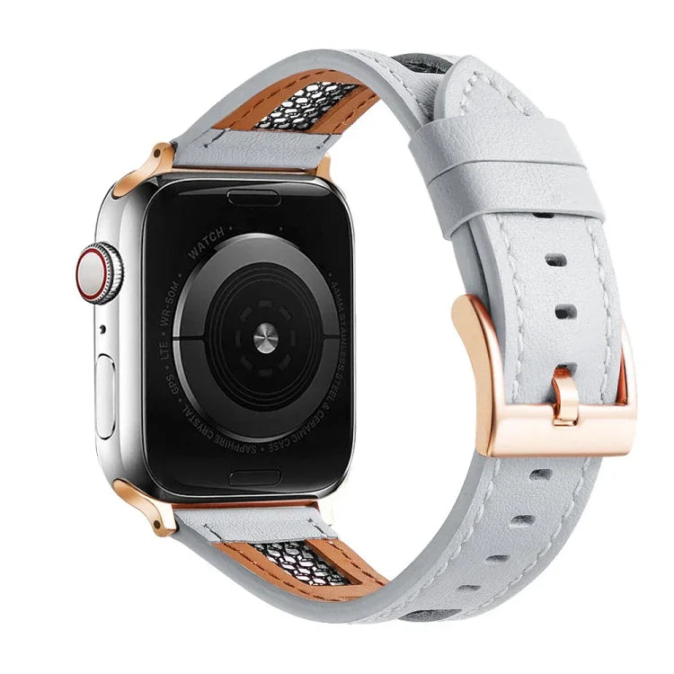 Correia de Relógio em Pele Genuína de Bezerro com Malha, Para Apple Watch 42mm, Para Apple Watch 38mm