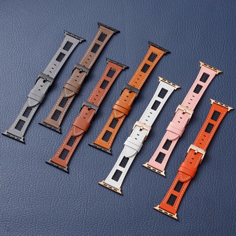 Correia de Relógio em Pele Genuína de Bezerro com Malha, Para Apple Watch 42mm, Para Apple Watch 38mm