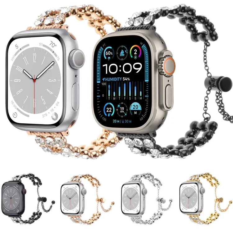 Rhinestone Metal Bracelet Watch Band, For Apple Watch SE 40mm, For Apple Watch SE 44mm, For Apple Watch Series 6 40mm, For Apple Watch Series 6 44mm, For Apple Watch Series 5 44mm, For Apple Watch Series 5 40mm, For Apple Watch Series 4 44mm           ...