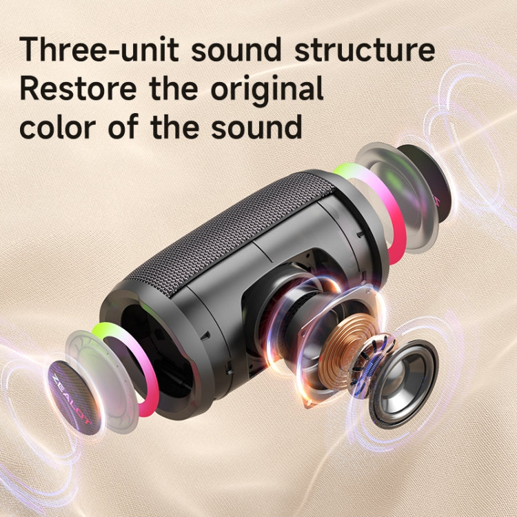 Coluna de karaoke sem fios Zealot S61M com luz rítmica RGB, microfone único, microfone duplo