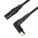 Cabo de Áudio XK041L XLR 3 Pinos Macho Reto para Fêmea em Cotovelo, 0,3m, 1m, 2m, 3m, 5m, 10m