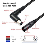 Cabo de Áudio XK041L XLR 3 Pinos Macho Reto para Fêmea em Cotovelo, 0,3m, 1m, 2m, 3m, 5m, 10m