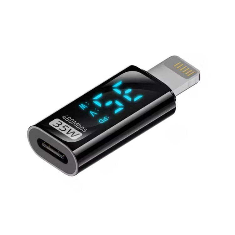 Adaptador de carregamento com ecrã digital, macho 8 pinos para fêmea Tipo-C 35W, macho Tipo-C para fêmea 8 pinos 35W, macho Tipo-C para fêmea Tipo-C 140W