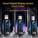 Adaptador de carregamento com ecrã digital, macho 8 pinos para fêmea Tipo-C 35W, macho Tipo-C para fêmea 8 pinos 35W, macho Tipo-C para fêmea Tipo-C 140W