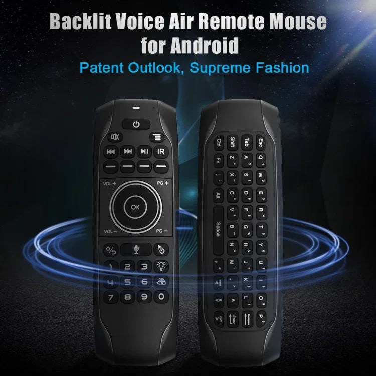 Teclado Sem Fios G7V Pro 2.4GHz Fly Air Mouse com Retroiluminação LED, Comando com Giroscópio para Android TV Box / PC, Suporta Voz Inteligente