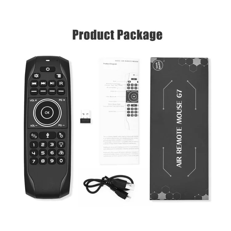 Teclado Sem Fios G7V Pro 2.4GHz Fly Air Mouse com Retroiluminação LED, Comando com Giroscópio para Android TV Box / PC, Suporta Voz Inteligente