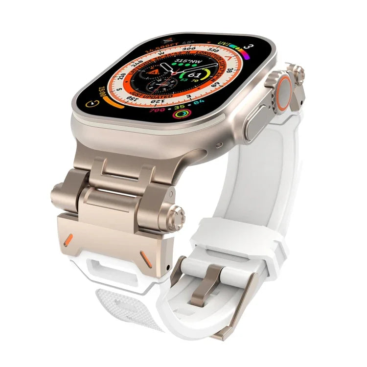 Pulseira de relógio TPU com conector em aço inoxidável, para Apple Watch SE 2023 44mm, para Apple Watch Ultra 2 49mm