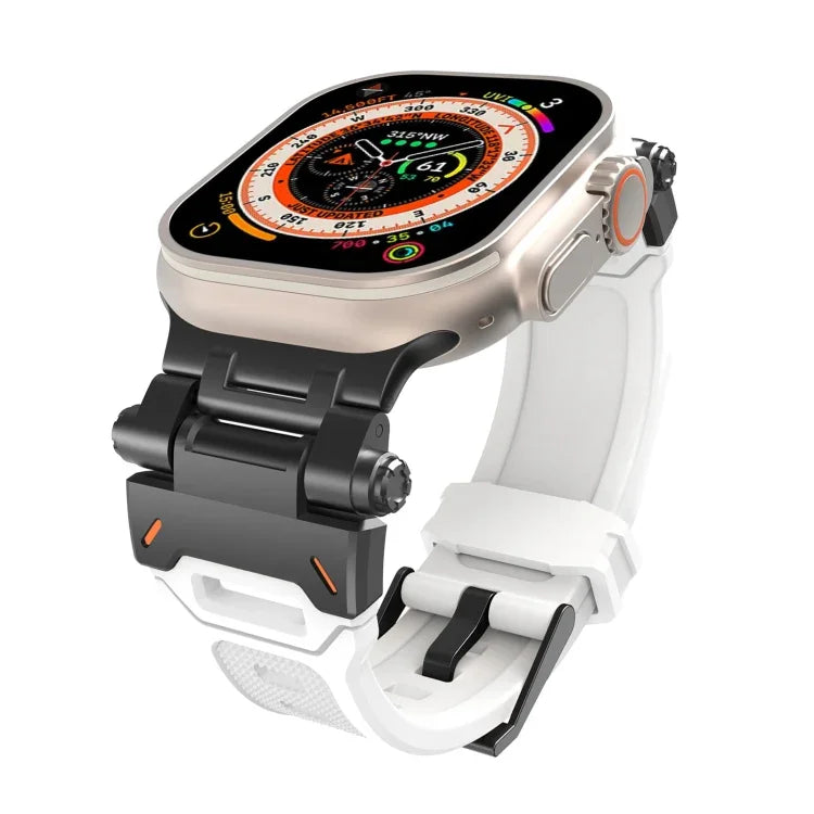 Pulseira de relógio TPU com conector em aço inoxidável, para Apple Watch Series 7 45mm, para Apple Watch SE 44mm