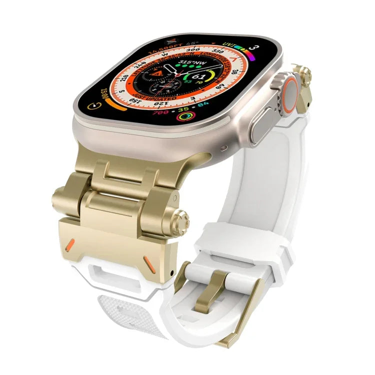 Pulseira de relógio TPU com conector em aço inoxidável, para Apple Watch Series 7 45mm, para Apple Watch SE 44mm