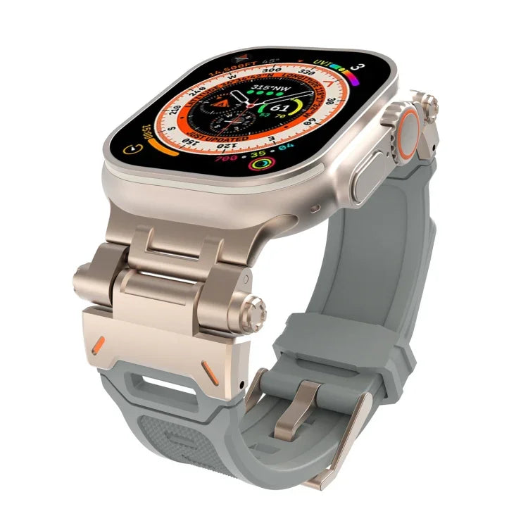 Pulseira de relógio TPU com conector em aço inoxidável, para Apple Watch Series 7 45mm, para Apple Watch SE 44mm