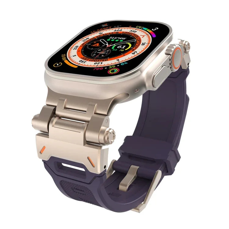 Pulseira de relógio TPU com conector em aço inoxidável, para Apple Watch Series 7 45mm, para Apple Watch SE 44mm