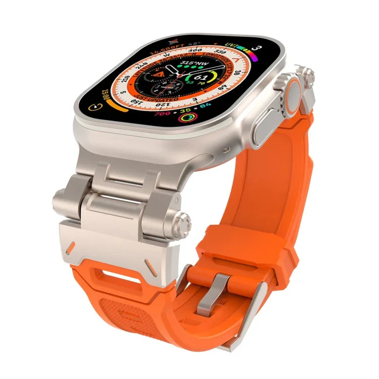 Pulseira de relógio TPU com conector em aço inoxidável, para Apple Watch Series 7 45mm, para Apple Watch SE 44mm