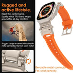 Pulseira de relógio TPU com conector em aço inoxidável, para Apple Watch Series 7 45mm, para Apple Watch SE 44mm