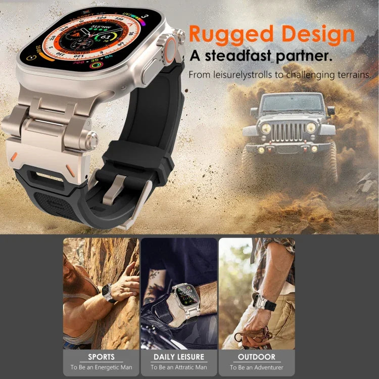 Pulseira de relógio TPU com conector em aço inoxidável, para Apple Watch Series 6 44mm, para Apple Watch Series 5 44mm