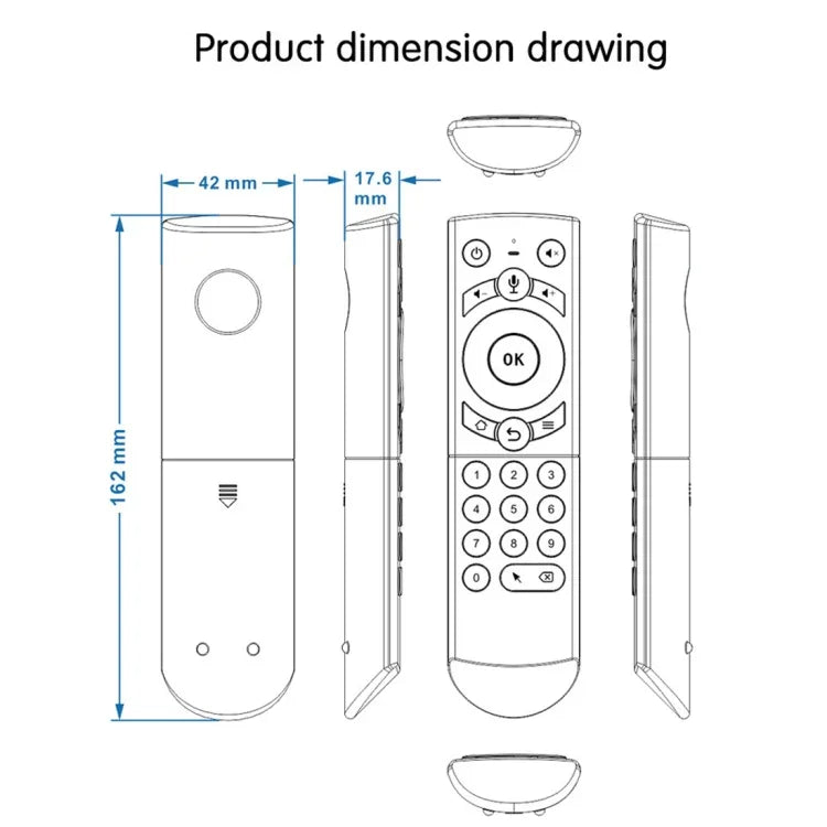 Teclado Sem Fios G21 2.4GHz Fly Air Mouse com Retroiluminação LED, Comando com Giroscópio para Android TV Box / PC, Suporta Voz Inteligente, Azul