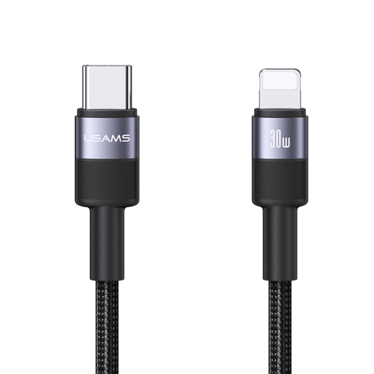 USAMS SJ729 Cabo de Dados de Liga de Alumínio 30W USB-C/Type-C para 8 Pinos, Comprimento: 1,2m, SJ729
