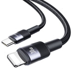 USAMS SJ729 Cabo de Dados de Liga de Alumínio 30W USB-C/Type-C para 8 Pinos, Comprimento: 1,2m, SJ729
