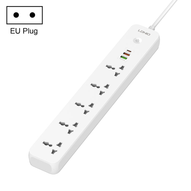 Tomada de Viagem para Casa e Escritório LDNIO SC5319 com 5 Posições e Portas USB 38W, Comprimento do Cabo: 2m, Plugue EU, Plugue UK, Plugue US