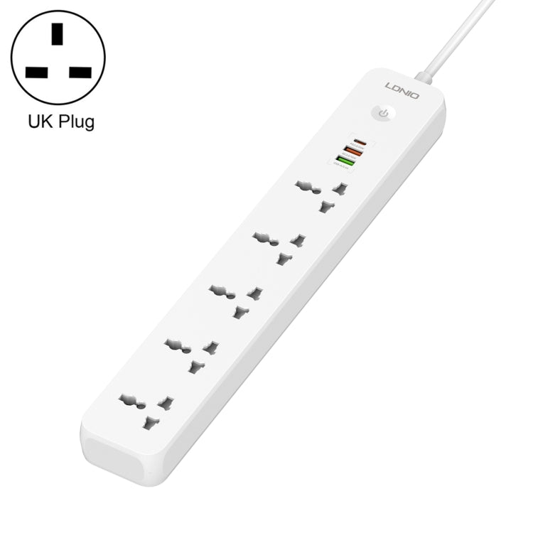 Tomada de Viagem para Casa e Escritório LDNIO SC5319 com 5 Posições e Portas USB 38W, Comprimento do Cabo: 2m, Plugue EU, Plugue UK, Plugue US