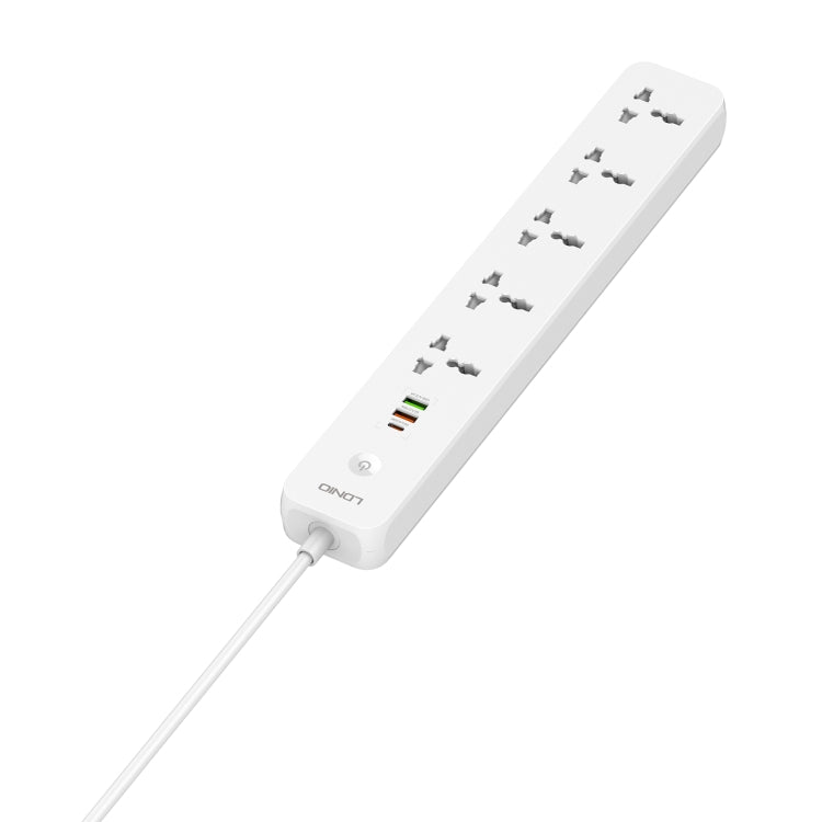 Tomada de Viagem para Casa e Escritório LDNIO SC5319 com 5 Posições e Portas USB 38W, Comprimento do Cabo: 2m, Plugue EU, Plugue UK, Plugue US