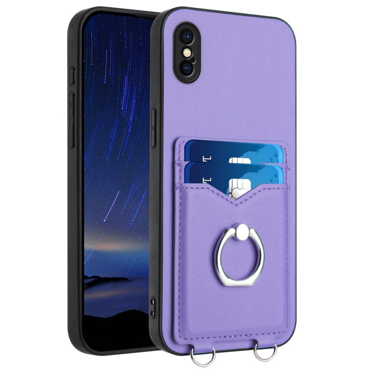 Capa para Telemóvel com Suporte de Anel Porta-Cartões R20, Para iPhone XS / X, Para iPhone XR, Para iPhone XS Max, Para iPhone 8 Plus / 7 Plus