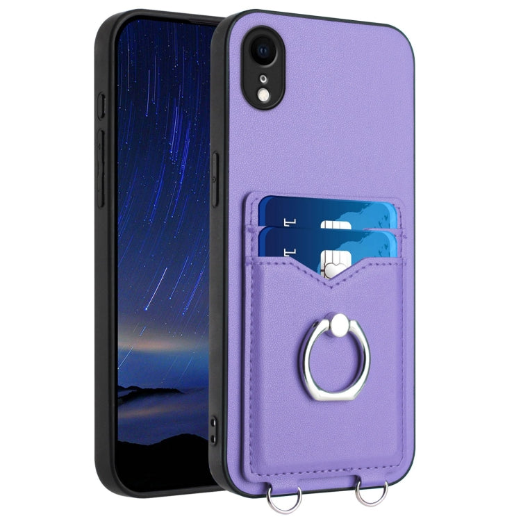 Capa para Telemóvel com Suporte de Anel Porta-Cartões R20, Para iPhone XS / X, Para iPhone XR, Para iPhone XS Max, Para iPhone 8 Plus / 7 Plus