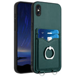 Capa para Telemóvel com Suporte de Anel Porta-Cartões R20, Para iPhone XS / X, Para iPhone XR, Para iPhone XS Max, Para iPhone 8 Plus / 7 Plus