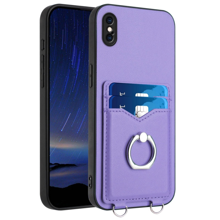 Capa para Telemóvel com Suporte de Anel Porta-Cartões R20, Para iPhone XS / X, Para iPhone XR, Para iPhone XS Max, Para iPhone 8 Plus / 7 Plus