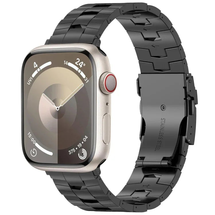 Pulseira de relógio em liga de titânio com fivela de segurança Rice Ears, para Apple Watch Series 5 44mm, para Apple Watch Series 4 44mm, para Apple Watch Series 3 42mm