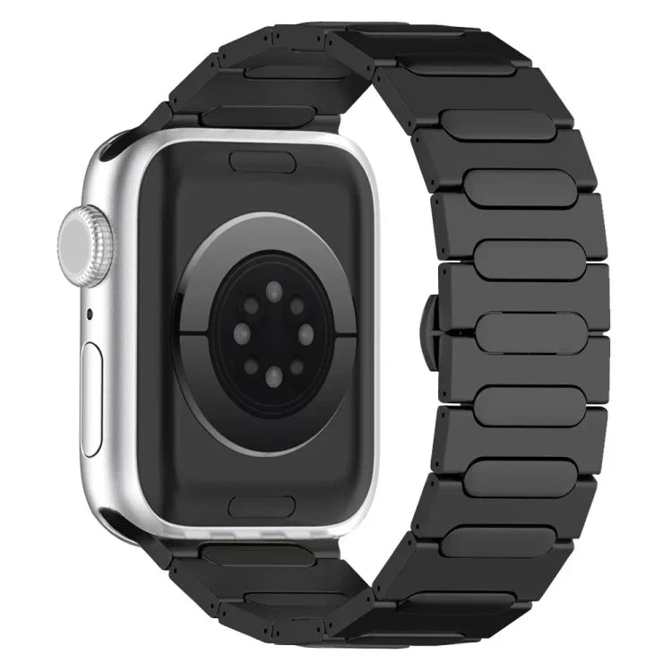 Correia de relógio em liga de titânio com fivela borboleta oval, para Apple Watch SE 2023 44mm, para Apple Watch Ultra 2 49mm, para Apple Watch Series 9 45mm, para Apple Watch Ultra 49mm, para Apple Watch Series 8 45mm, para Apple Watch SE 2022 44mm