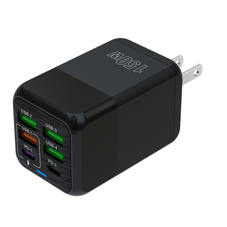 Carregador Rápido Multiporta 150W 4 x USB + 2 x USB-C / Tipo-C, Ficha UE, Ficha EUA, Ficha UK