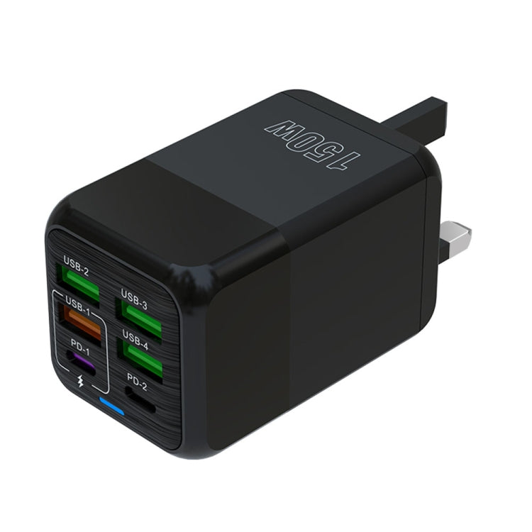 Carregador Rápido Multiporta 150W 4 x USB + 2 x USB-C / Tipo-C, Ficha UE, Ficha EUA, Ficha UK