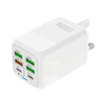 Carregador Rápido Multiporta 150W 4 x USB + 2 x USB-C / Tipo-C, Ficha UE, Ficha EUA, Ficha UK