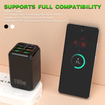 Carregador Rápido Multiporta 150W 4 x USB + 2 x USB-C / Tipo-C, Ficha UE, Ficha EUA, Ficha UK
