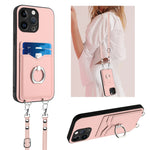 Capa para Telemóvel com Suporte de Anel Porta-Cartões R20 com Cordão Transversal, Para iPhone 17 Pro Max, Para iPhone 17 Pro, Para iPhone 17, Para iPhone Air, Para iPhone 15 Pro Max, Para iPhone 15 Pro, Para iPhone 15 Plus, Para iPhone 15