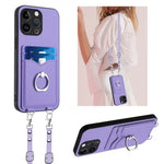 Capa para Telemóvel com Suporte de Anel Porta-Cartões R20 com Cordão Transversal, Para iPhone 17 Pro Max, Para iPhone 17 Pro, Para iPhone 17, Para iPhone Air, Para iPhone 15 Pro Max, Para iPhone 15 Pro, Para iPhone 15 Plus, Para iPhone 15