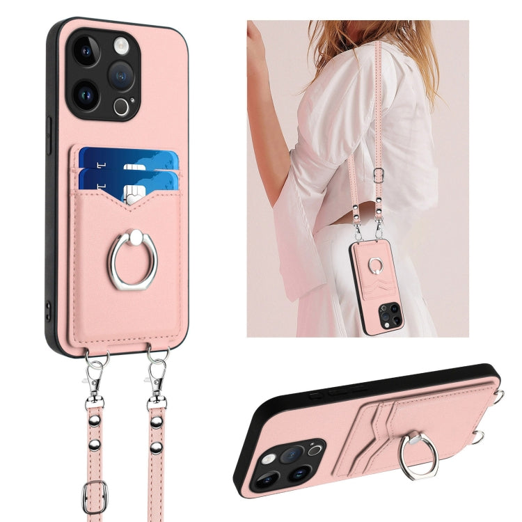 Capa para Telemóvel com Suporte de Anel Porta-Cartões R20 com Cordão Transversal, Para iPhone 17 Pro Max, Para iPhone 17 Pro, Para iPhone 17, Para iPhone Air, Para iPhone 15 Pro Max, Para iPhone 15 Pro, Para iPhone 15 Plus, Para iPhone 15