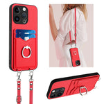 Capa para Telemóvel com Suporte de Anel Porta-Cartões R20 com Cordão Transversal, Para iPhone 17 Pro Max, Para iPhone 17 Pro, Para iPhone 17, Para iPhone Air, Para iPhone 15 Pro Max, Para iPhone 15 Pro, Para iPhone 15 Plus, Para iPhone 15