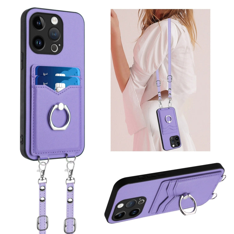 Capa para Telemóvel com Suporte de Anel Porta-Cartões R20 com Cordão Transversal, Para iPhone 17 Pro Max, Para iPhone 17 Pro, Para iPhone 17, Para iPhone Air, Para iPhone 15 Pro Max, Para iPhone 15 Pro, Para iPhone 15 Plus, Para iPhone 15