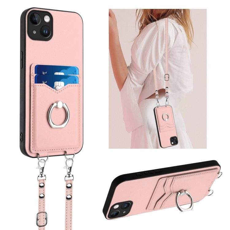 Capa para Telemóvel com Suporte de Anel Porta-Cartões R20 com Cordão Transversal, Para iPhone 17 Pro Max, Para iPhone 17 Pro, Para iPhone 17, Para iPhone Air, Para iPhone 15 Pro Max, Para iPhone 15 Pro, Para iPhone 15 Plus, Para iPhone 15