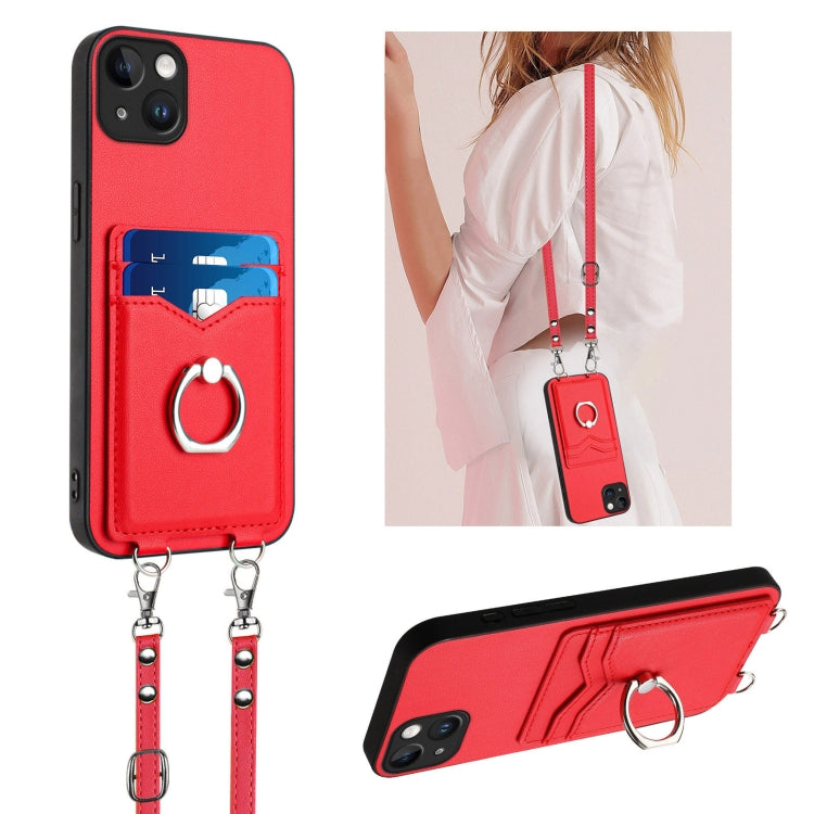 Capa para Telemóvel com Suporte de Anel Porta-Cartões R20 com Cordão Transversal, Para iPhone 17 Pro Max, Para iPhone 17 Pro, Para iPhone 17, Para iPhone Air, Para iPhone 15 Pro Max, Para iPhone 15 Pro, Para iPhone 15 Plus, Para iPhone 15