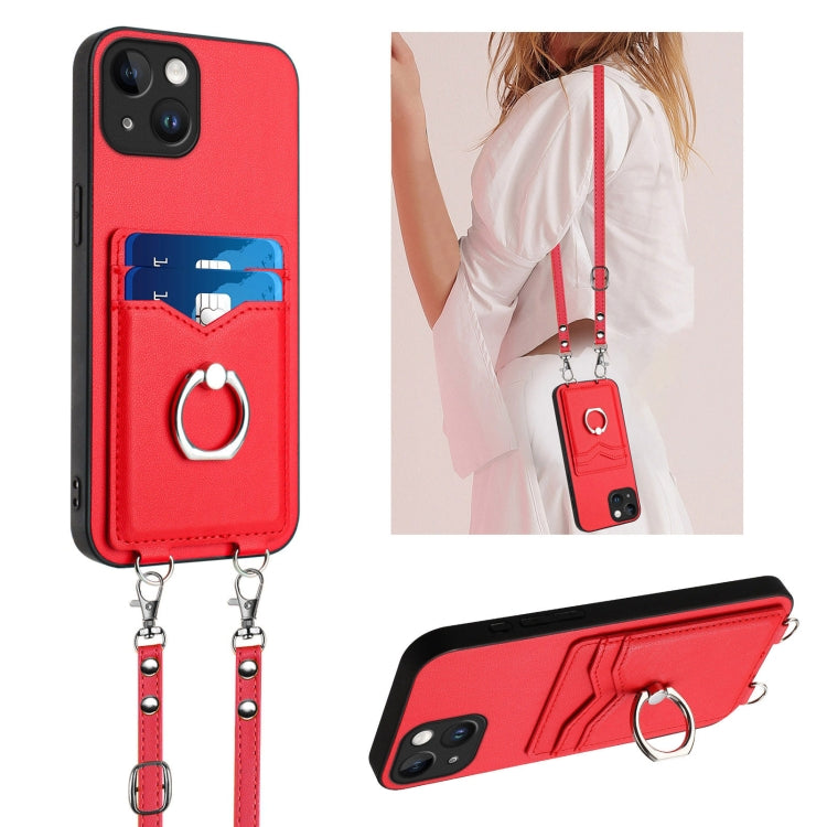 Capa para Telemóvel com Suporte de Anel Porta-Cartões R20 com Cordão Transversal, Para iPhone 17 Pro Max, Para iPhone 17 Pro, Para iPhone 17, Para iPhone Air, Para iPhone 15 Pro Max, Para iPhone 15 Pro, Para iPhone 15 Plus, Para iPhone 15