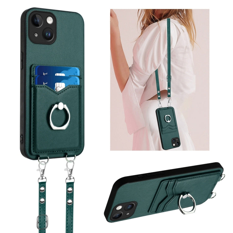 Capa para Telemóvel com Suporte de Anel Porta-Cartões R20 com Cordão Transversal, Para iPhone 17 Pro Max, Para iPhone 17 Pro, Para iPhone 17, Para iPhone Air, Para iPhone 15 Pro Max, Para iPhone 15 Pro, Para iPhone 15 Plus, Para iPhone 15