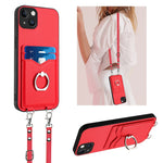 Capa para telemóvel com porta-cartões e anel de corda R20 Crossbody, Para iPhone 14 Plus, Para iPhone 14, Para iPhone 14 Pro, Para iPhone 14 Pro Max, Para iPhone SE 2022 / SE 2020 / 8, Para iPhone 13 Pro Max, Para iPhone 13 Pro, Para iPhone 13