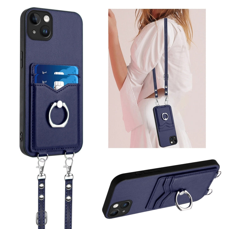Capa para telemóvel com porta-cartões e anel de corda R20 Crossbody, Para iPhone 14 Plus, Para iPhone 14, Para iPhone 14 Pro, Para iPhone 14 Pro Max, Para iPhone SE 2022 / SE 2020 / 8, Para iPhone 13 Pro Max, Para iPhone 13 Pro, Para iPhone 13