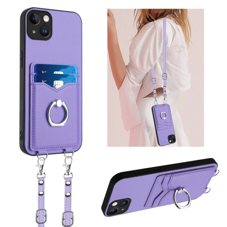Capa para telemóvel com porta-cartões e anel de corda R20 Crossbody, Para iPhone 14 Plus, Para iPhone 14, Para iPhone 14 Pro, Para iPhone 14 Pro Max, Para iPhone SE 2022 / SE 2020 / 8, Para iPhone 13 Pro Max, Para iPhone 13 Pro, Para iPhone 13