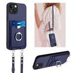 Capa para telemóvel com porta-cartões e anel de corda R20 Crossbody, Para iPhone 14 Plus, Para iPhone 14, Para iPhone 14 Pro, Para iPhone 14 Pro Max, Para iPhone SE 2022 / SE 2020 / 8, Para iPhone 13 Pro Max, Para iPhone 13 Pro, Para iPhone 13